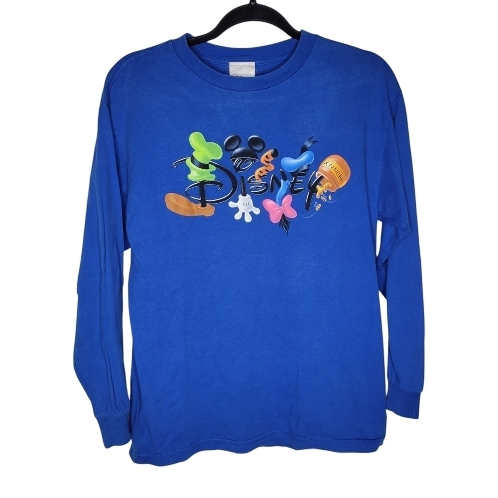 Vintage 90s Disney Store Spellout Long Sleeve Graphic T-Shirt in Blue Size M